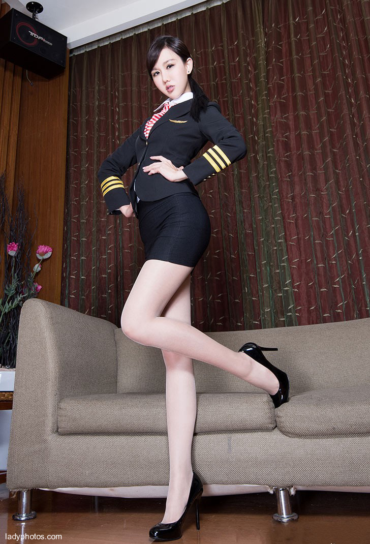 Beautiful legs photo No.1111 Sara stewardess uniform - 2