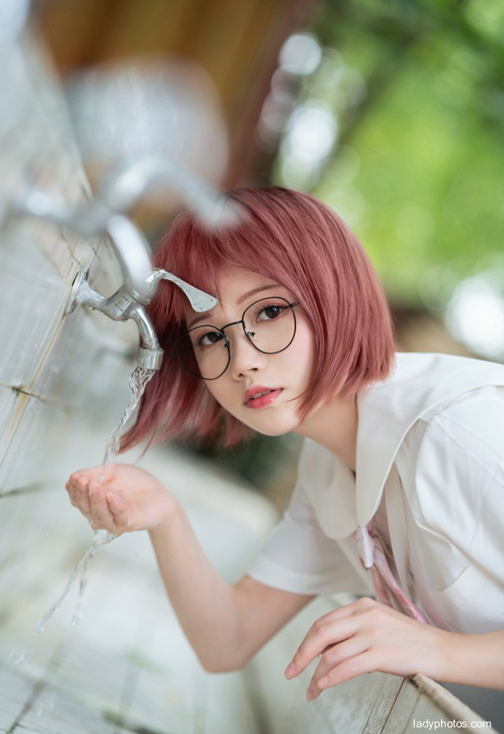 JK 유니폼 일본계 소녀: 온몸 분홍색 차림 흔들흔들 - 5