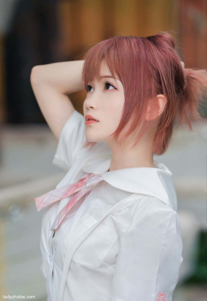 JK 유니폼 일본계 소녀: 온몸 분홍색 차림 흔들흔들 - 4
