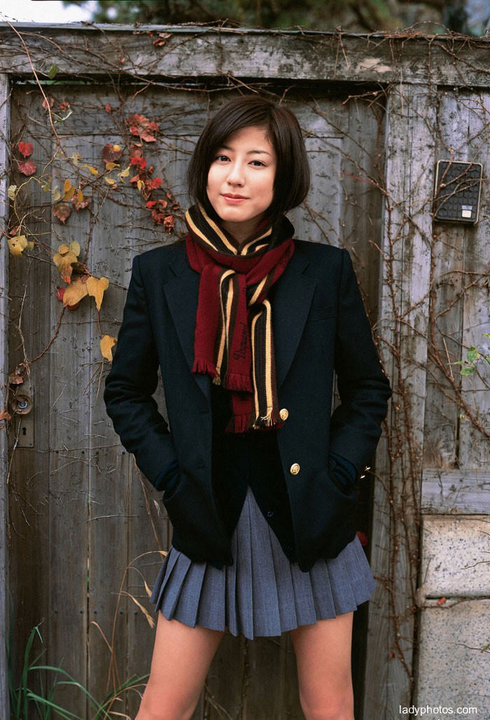 일본 의 학교 미녀 인 삼 본 유미 제복 의 사진 이 아름 답 고 얼얼 하 다 - 3
