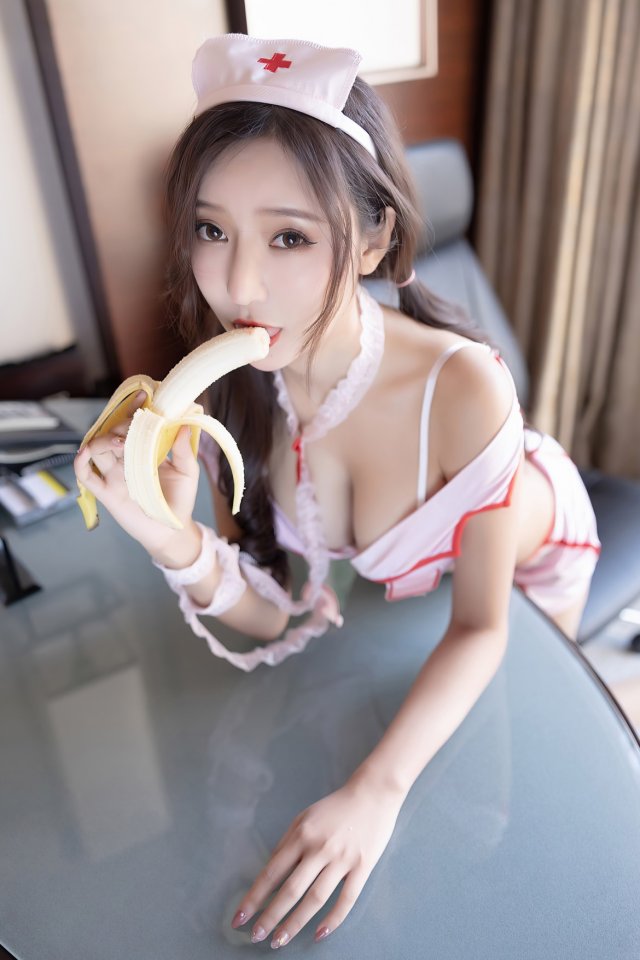The pure goddess also has evil connotation. The little nurse eats bananas and looks ecstatic